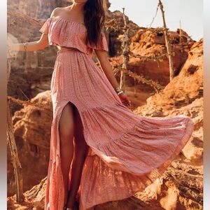 Pink Maxi Skirt + Top set